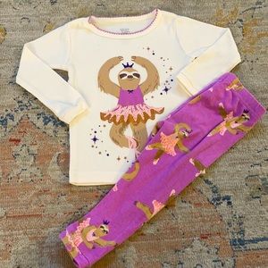 Carter’s 12 month girl sloth ballerina two piece pajamas